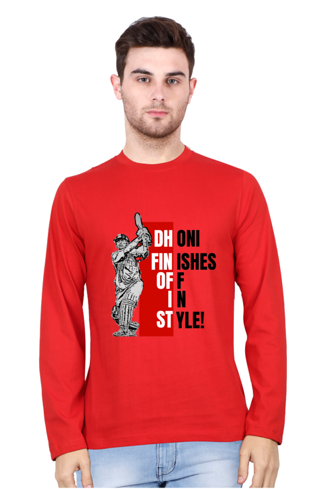 Dhoni Finishes Off in Style (Round Neck Full Sleeve T-Shirt)