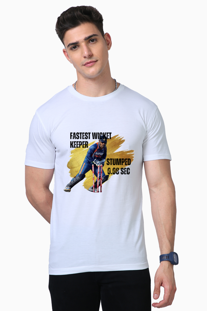 Dhoni's Fastest Stumping (Round Neck Supima Half Sleeve T-Shirt)
