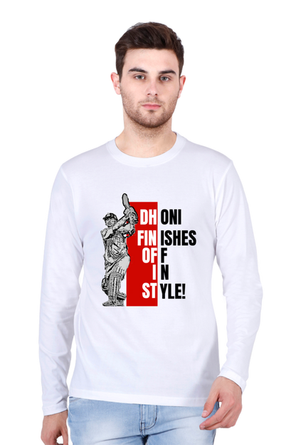 Dhoni Finishes Off in Style (Round Neck Full Sleeve T-Shirt)