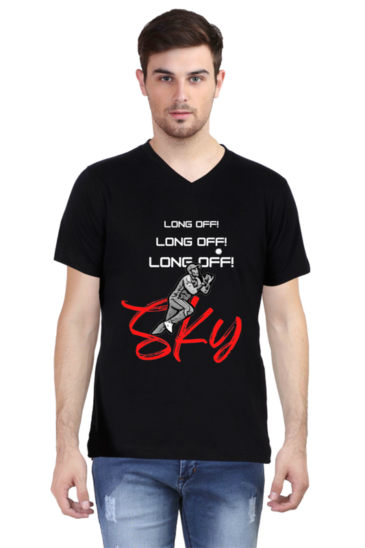 Long Off! Long Off! Long Off! SKY (V-Neck Half Sleeve T-Shirt)