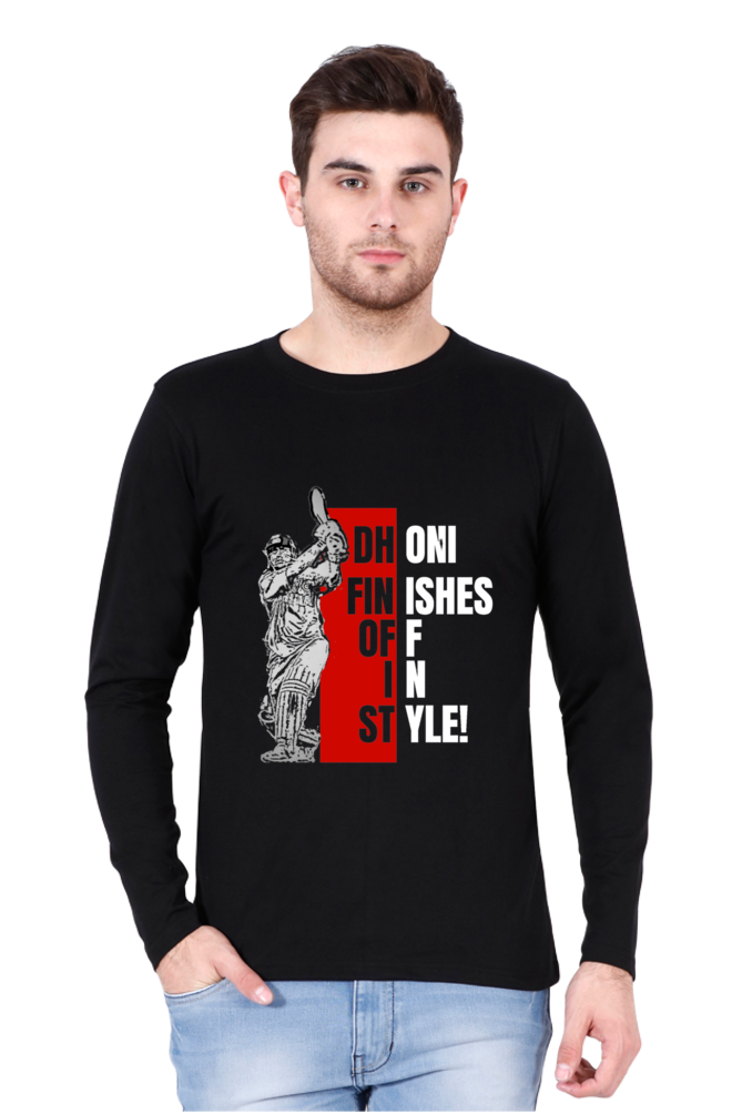 Dhoni Finishes Off in Style (Round Neck Full Sleeve T-Shirt)