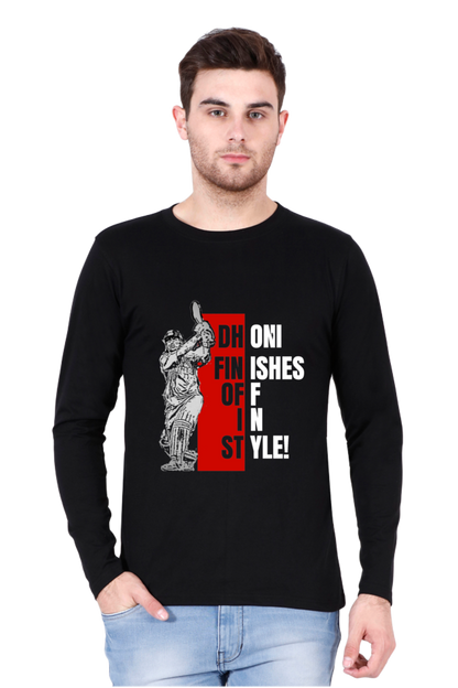 Dhoni Finishes Off in Style (Round Neck Full Sleeve T-Shirt)