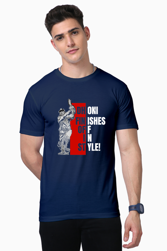 Dhoni Finishes Off in Style (Round Neck Supima Half Sleeve T-Shirt)