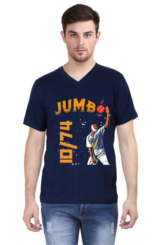 Kumble's 10 Wickets (V-Neck Half Sleeve T-Shirt)