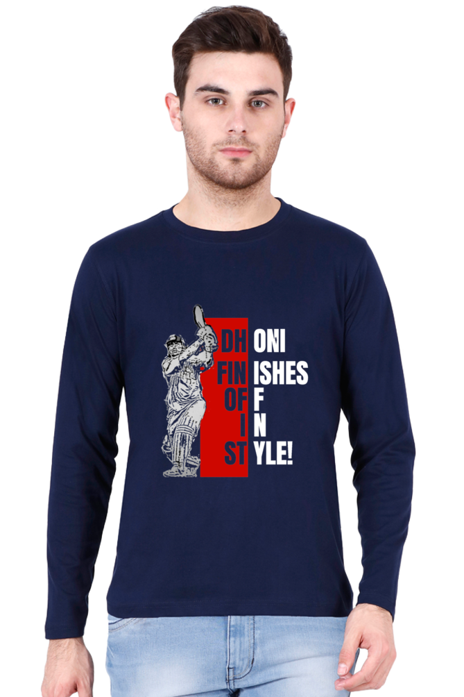 Dhoni Finishes Off in Style (Round Neck Full Sleeve T-Shirt)