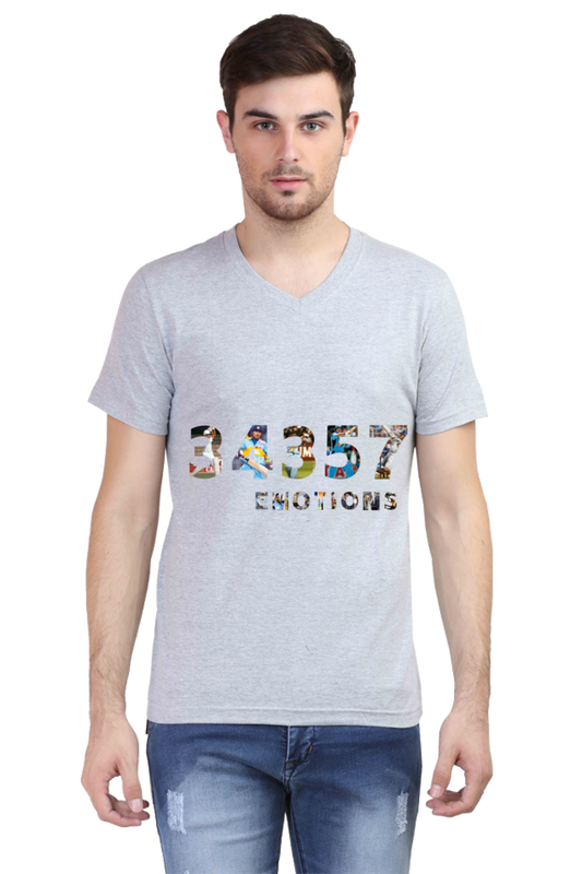 Sachin's Total Runs (V-Neck Half Sleeve T-Shirt)