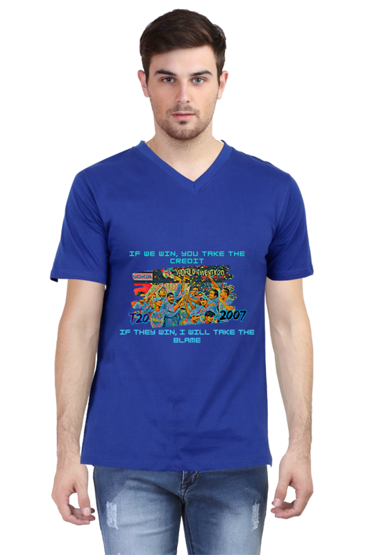 T20I WC Champions' 07 (V-Neck Half Sleeve T-Shirt)
