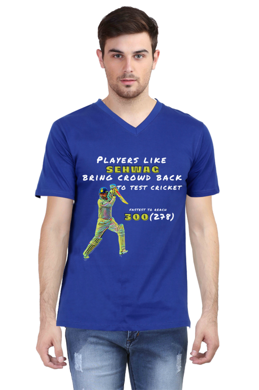 Majestic Sehwag (V-Neck Half Sleeve T-Shirt)